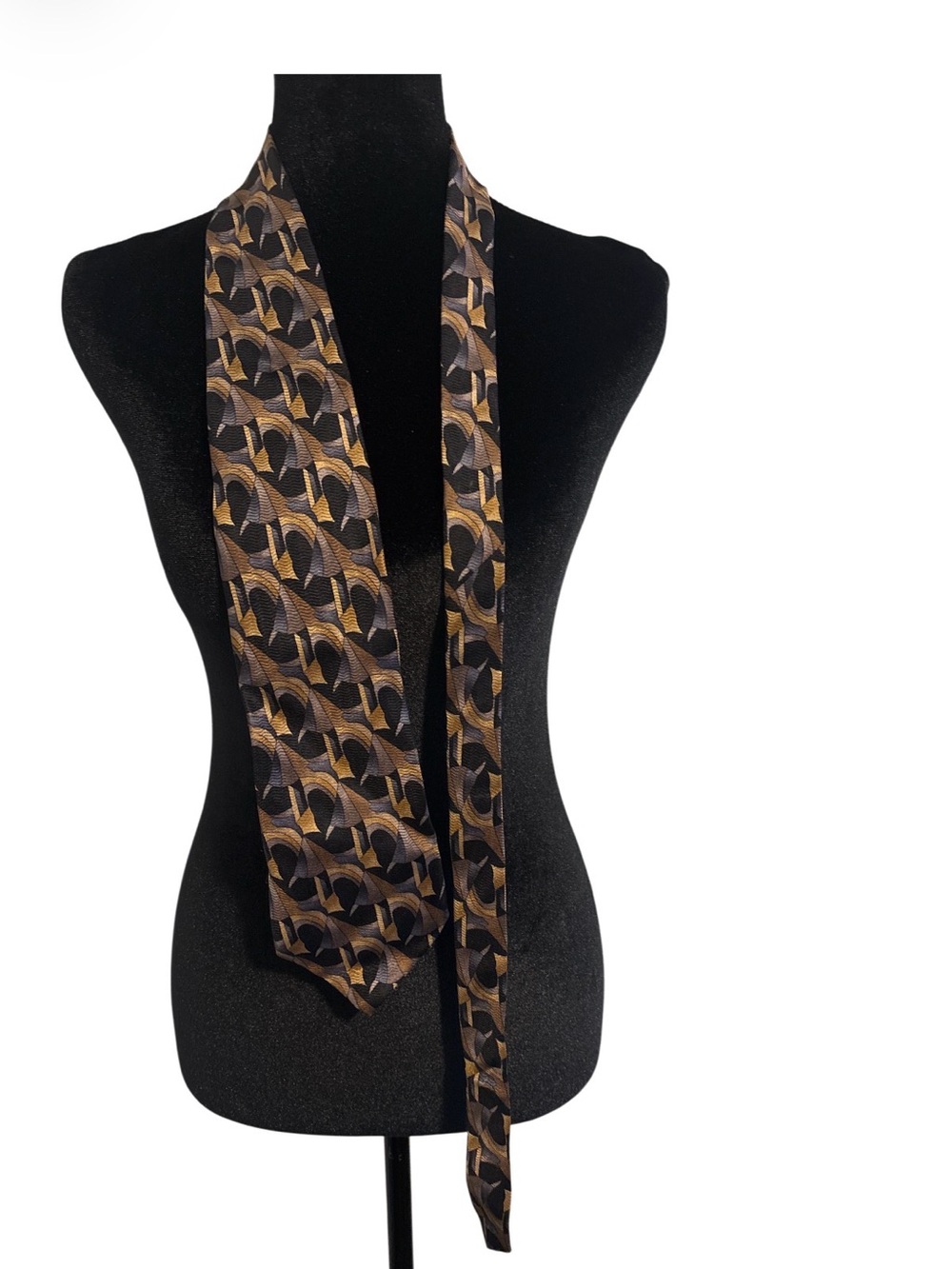 Vintage Cocktail Collection Art Deco Abstract Tie Brown Black 90s Necktie